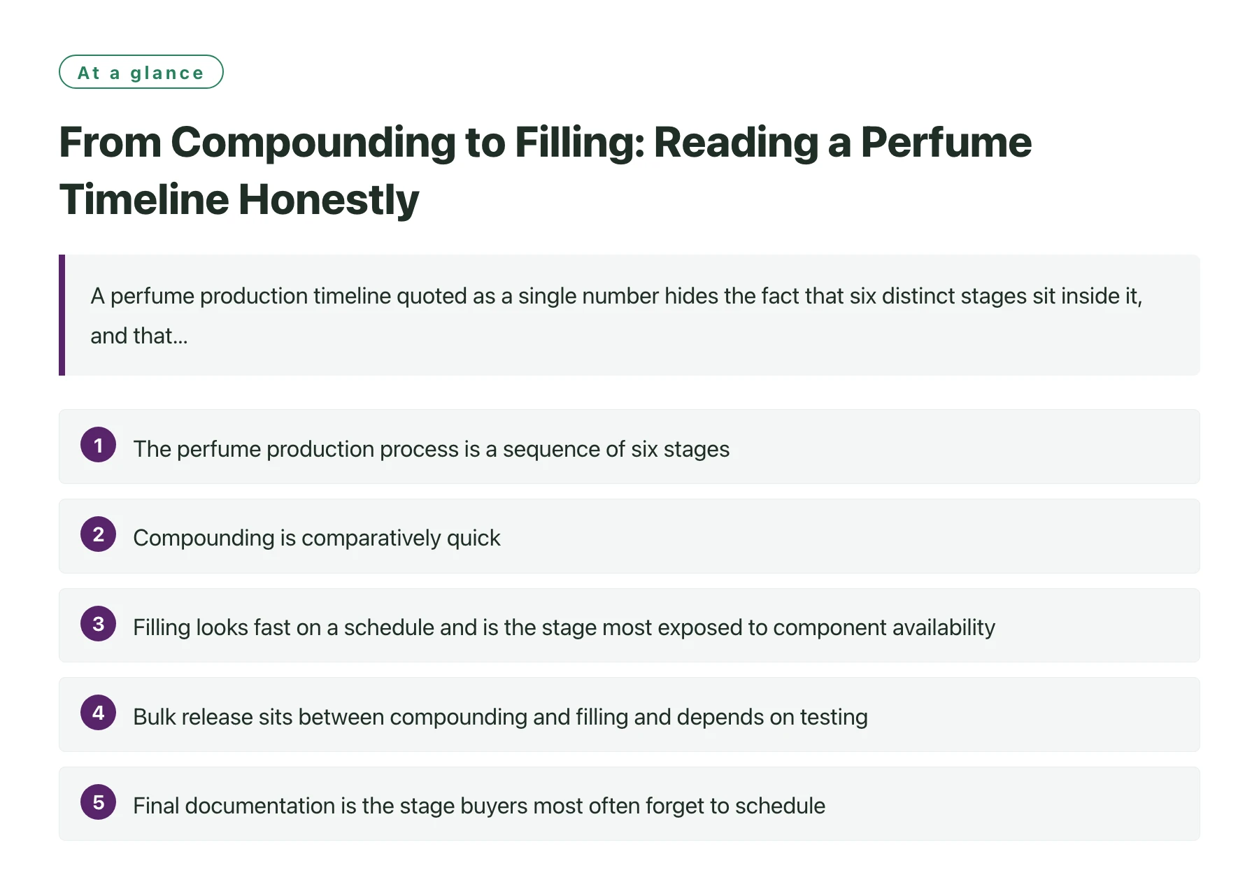 From Compounding to Filling: Reading a Perfume Timeline Honestly——全文要点速览